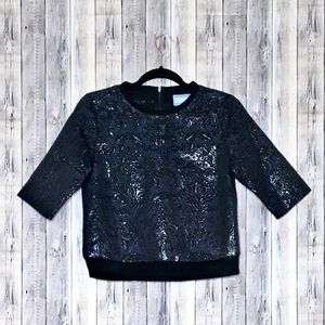 Vera Wang Metallic navy blouse